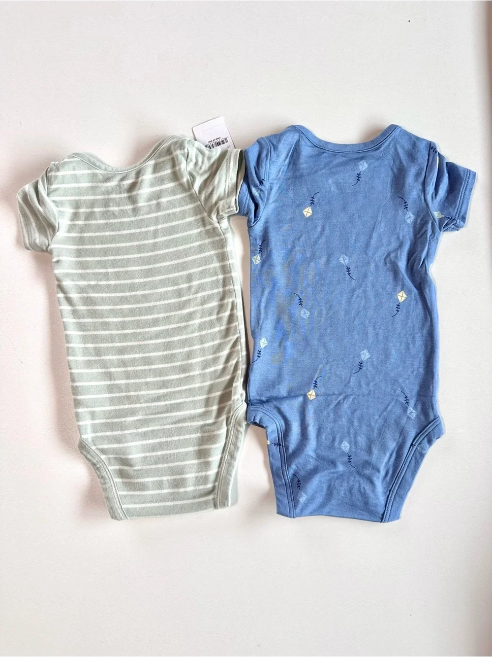 Carter's Bamboo Blue Kite Print & Sage Stripe Baby One-Piece Bodysuits - 2 Pack